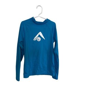 Kanu Surf Rash Guard Top Girls Size 12 Neon Blue UPF 50+ Swim Quick Dry